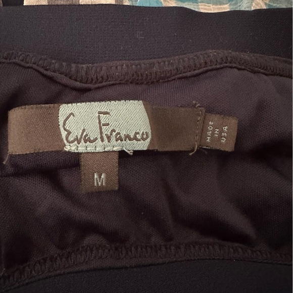 Eva Franco Blue Black Checkered Maxi Skirt medium tiered elastic waist - Picture 6 of 7